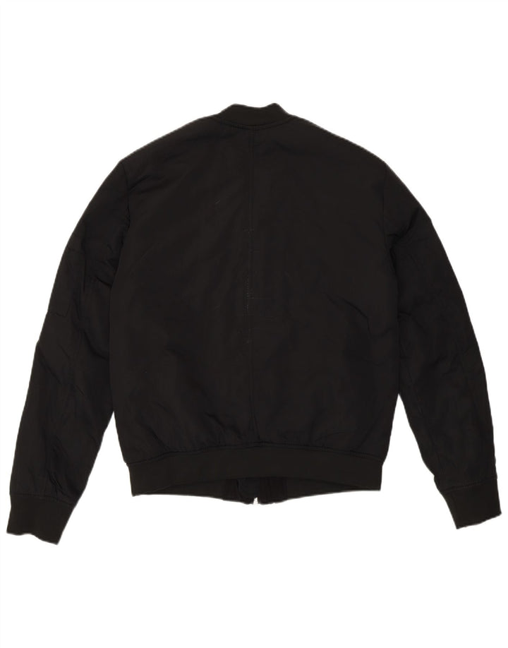Zara Womens Loose Fit Bomber Jacket UK 4 XS Noir Polyester Moderne