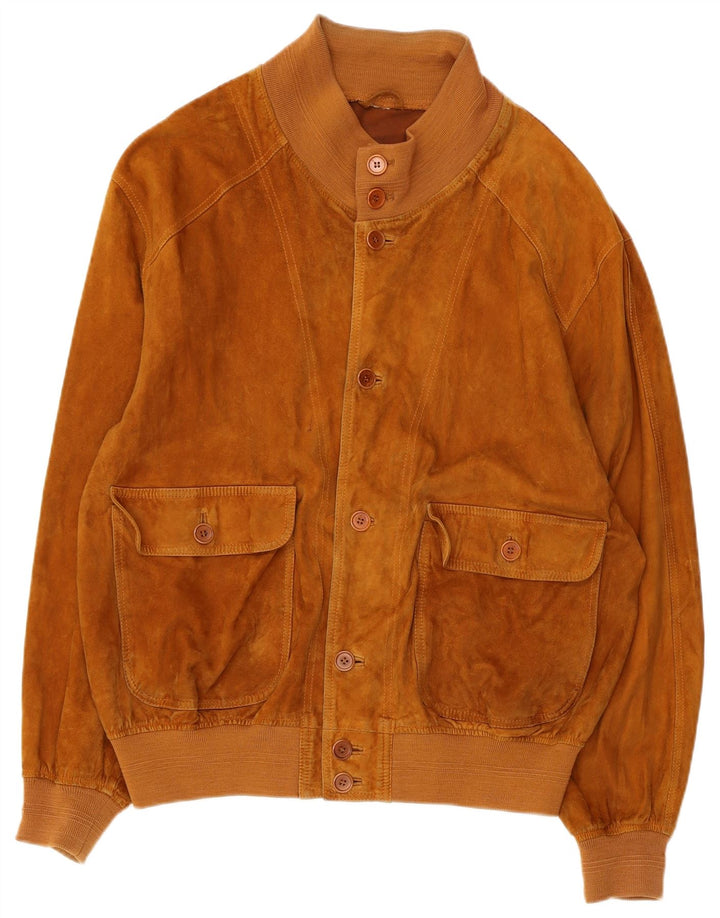 VINTAGE Veste bomber en daim pour homme UK 42 XL Marron