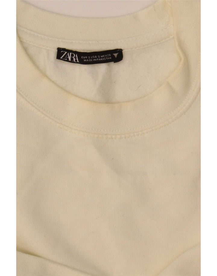 Zara Womens Crop Sweatshirt Jumper UK 10 Petit Blanc Cassé