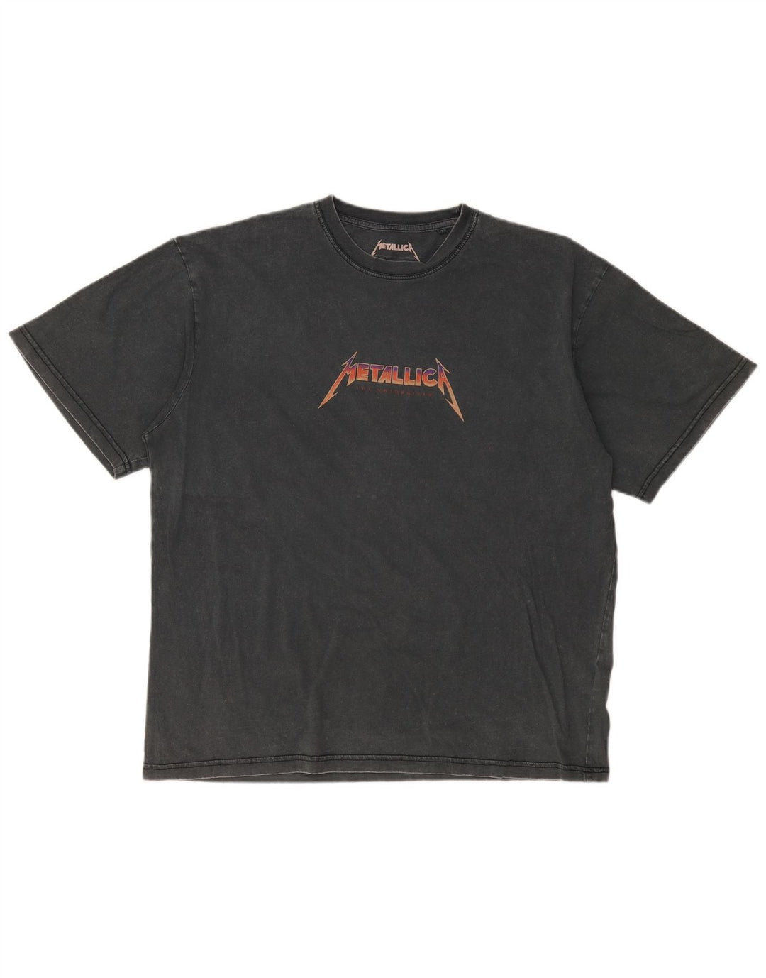 Pull & Bear T-Shirt Metallica Graphic Homme Gris Moyen Coton