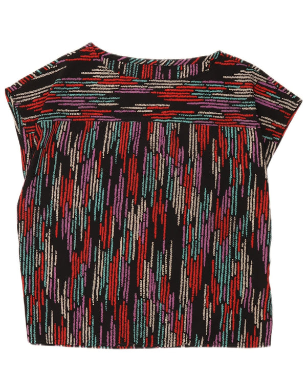 vintage Womens Blouse Top UK 16 Grand Rayé Multicolore