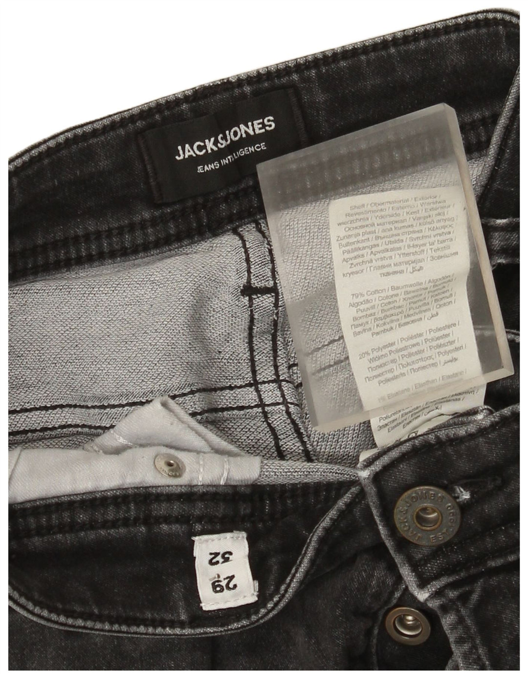 Jack & Jones Jean Slim GLENN W29 L32 Homme Gris Coton