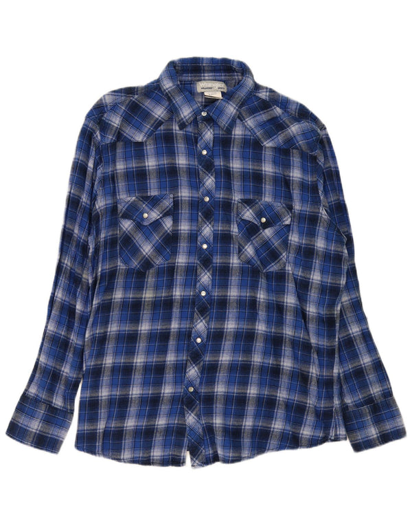 Wrangler Chemise en flanelle pour homme XL Bleu à carreaux en coton