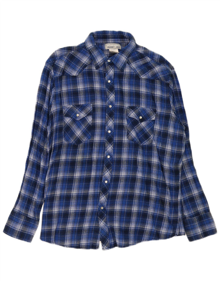 Wrangler Chemise en flanelle pour homme XL Bleu à carreaux en coton