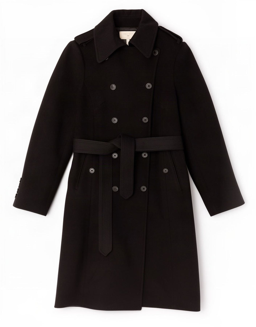 Karen Millen Trench-Coat Femme UK 12 Laine Noire Moyenne