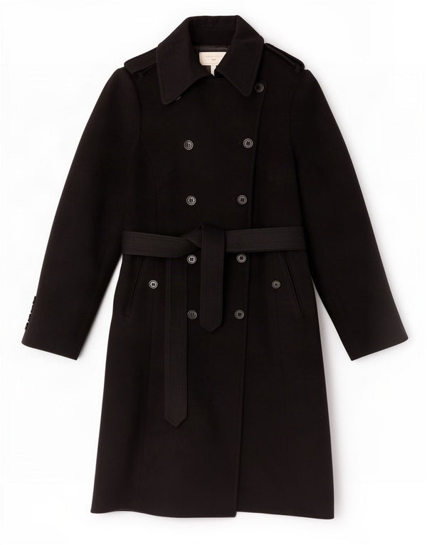 Karen Millen Trench-Coat Femme UK 12 Laine Noire Moyenne