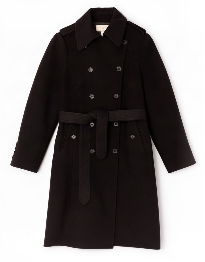 Karen Millen Trench-Coat Femme UK 12 Laine Noire Moyenne