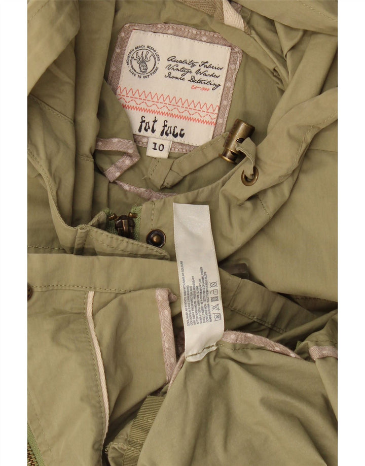 Fat Face Veste utilitaire surdimensionnée à capuche pour femme UK 10 Petit coton kaki