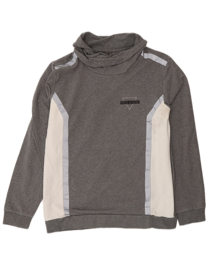 Guess Sweat Femme Pull IT 42 Gris Moyen Colorblock Coton