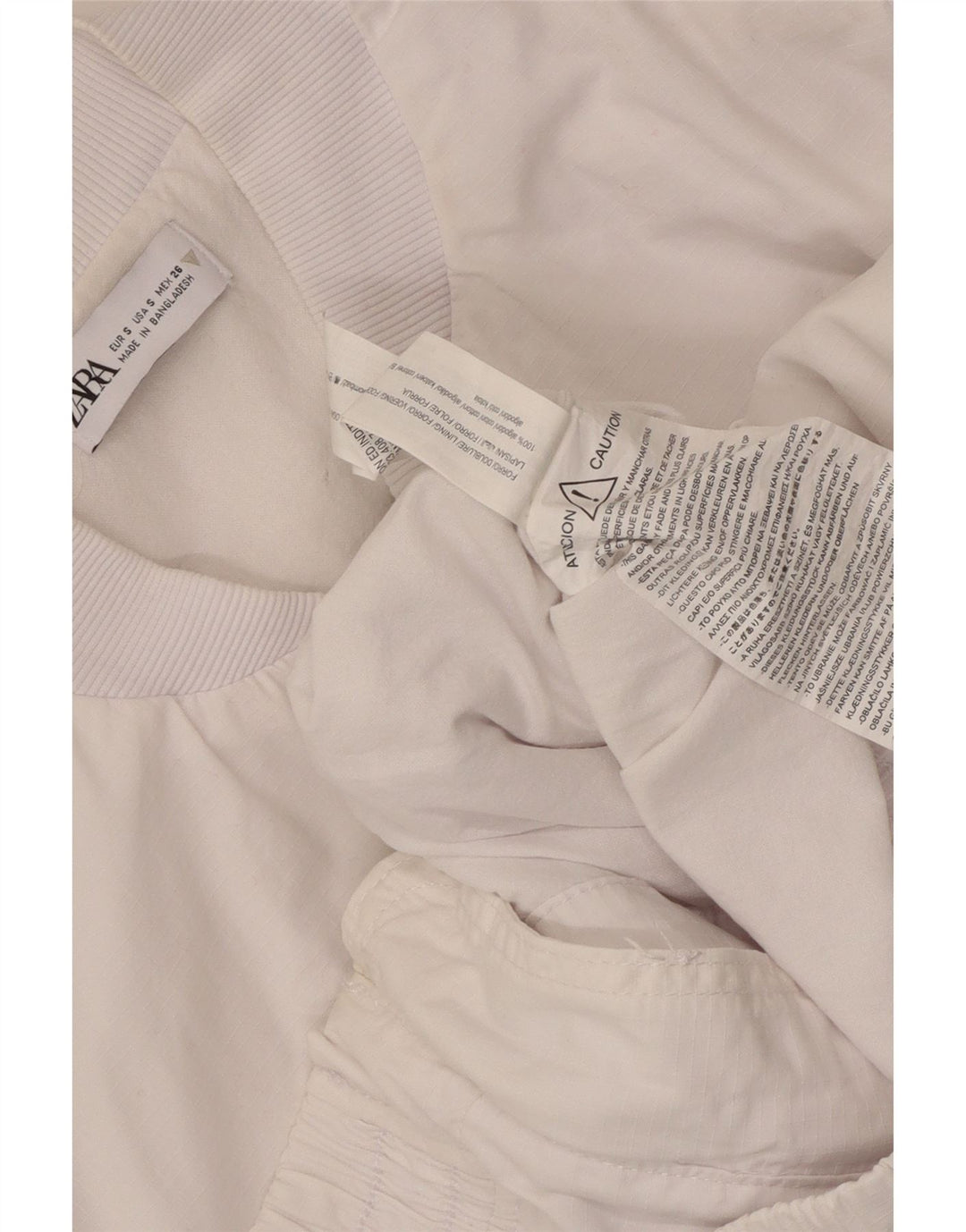 Zara Veste bomber surdimensionnée pour femme UK 10 Petit coton blanc