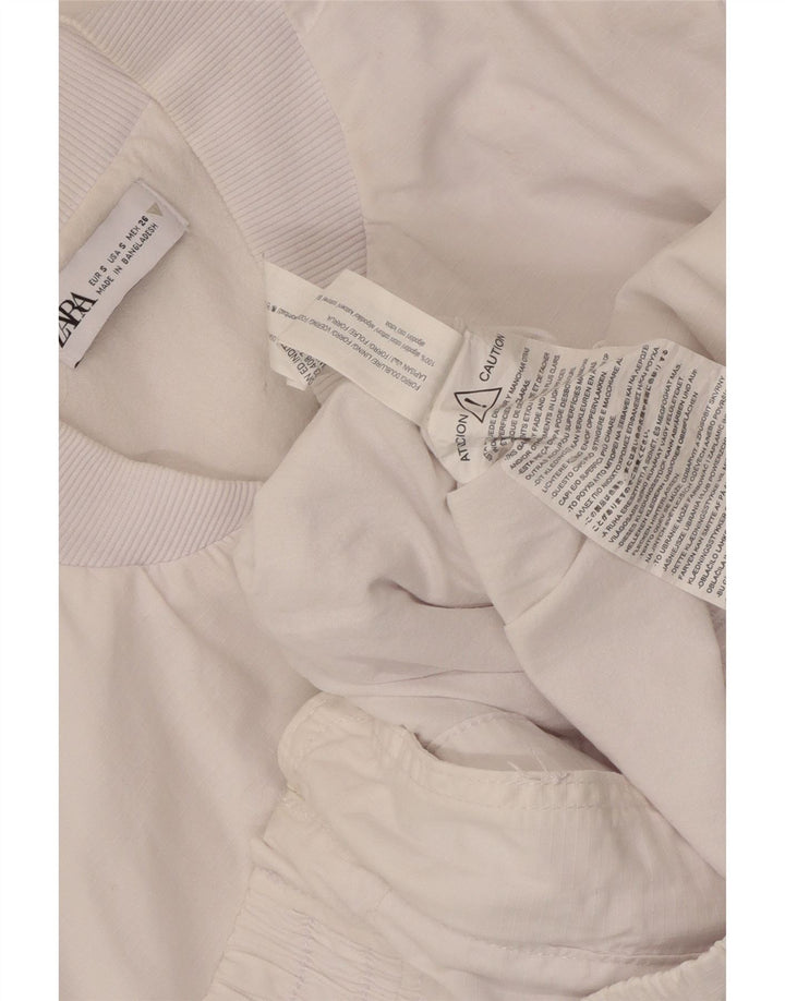 Zara Veste bomber surdimensionnée pour femme UK 10 Petit coton blanc