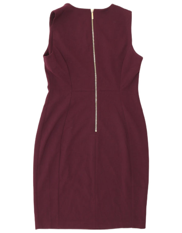 Calvin Klein Robe fourreau sans manches pour femme US 12 Large Bordeaux Polyester