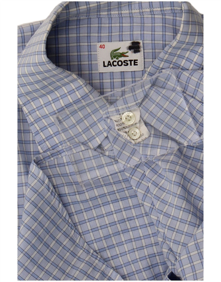 Lacoste Chemise à manches courtes pour hommes Taille 40 Coton à carreaux bleu moyen