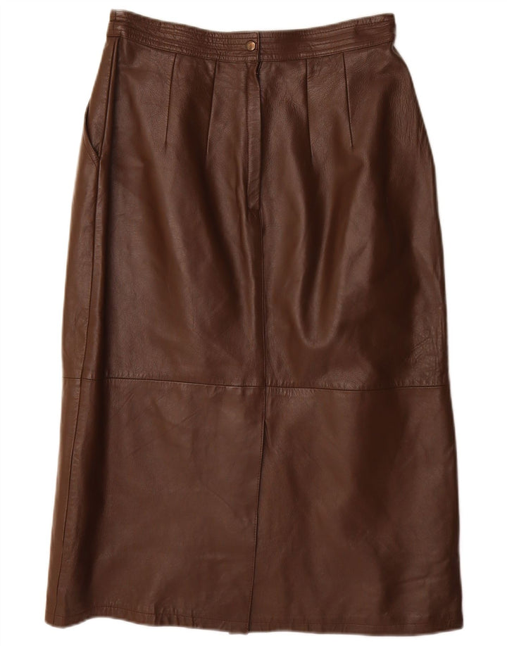 VINTAGE Jupe crayon femme IT 40 Petit W28 Cuir Marron