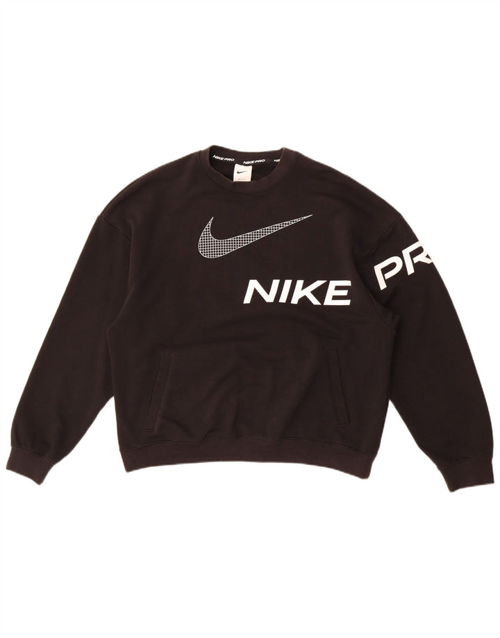 Nike Sweat-shirt surdimensionné graphique pour femme UK 10 Petit coton noir