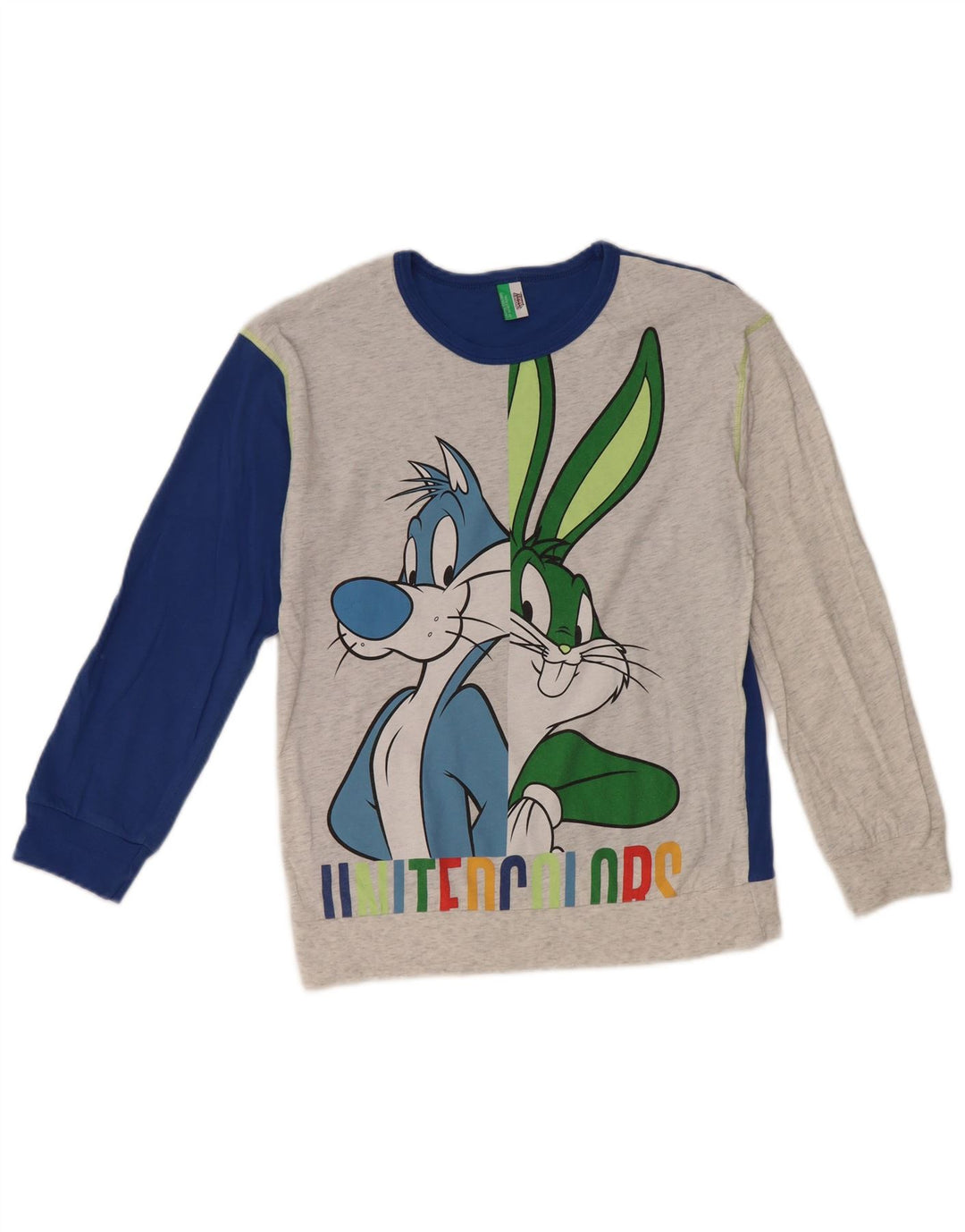 BENETTON Pull à col rond Looney Tunes pour garçon 10-11 ans XL Gris