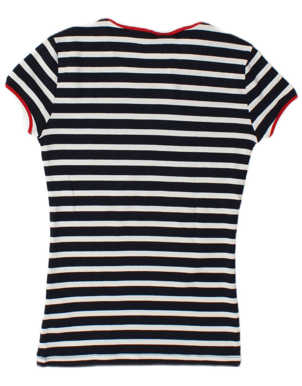 Tommy Hilfiger T-shirt graphique pour femme UK 10 Small Bleu marine à fines rayures