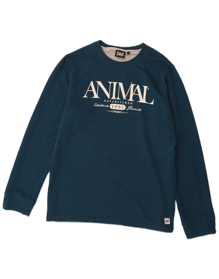 Animal Sweat-Shirt Graphique Homme Bleu Moyen Coton