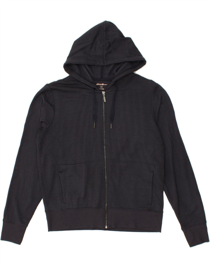 EDDIE BAUER Womens Zip Hoodie Sweater UK 14 Medium Navy Blue Modal Vintage Eddie Bauer and Second-Hand Eddie Bauer from Messina Hembry 