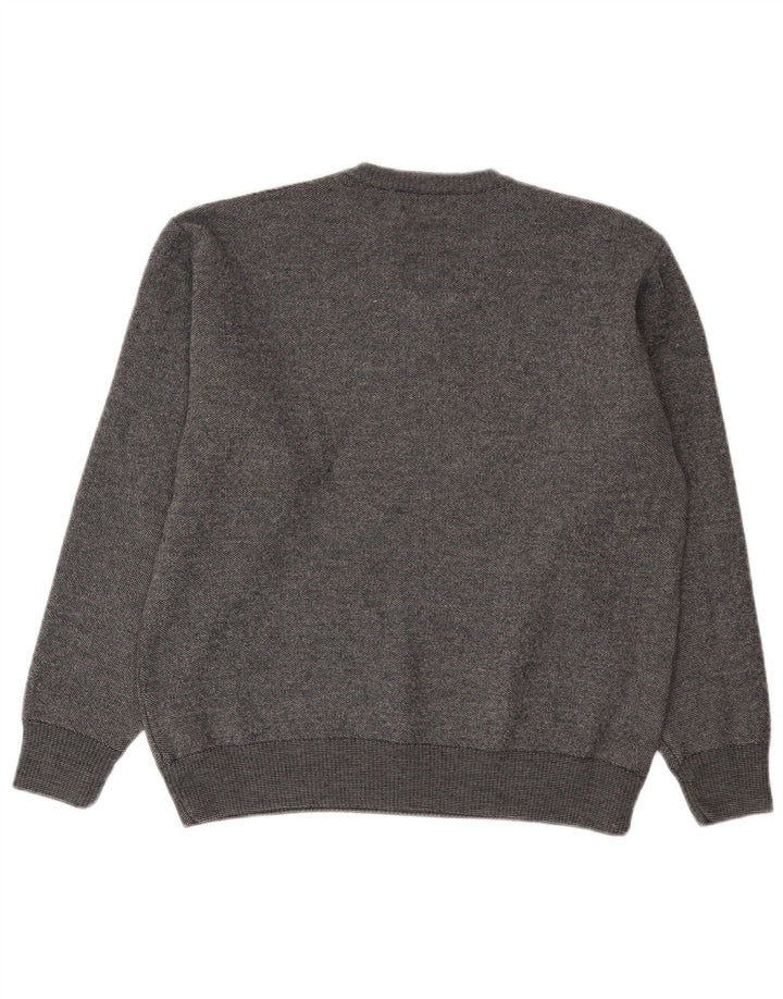 Marks & Spencer Pull col en V pour femme UK 16 Large Gris Moucheté