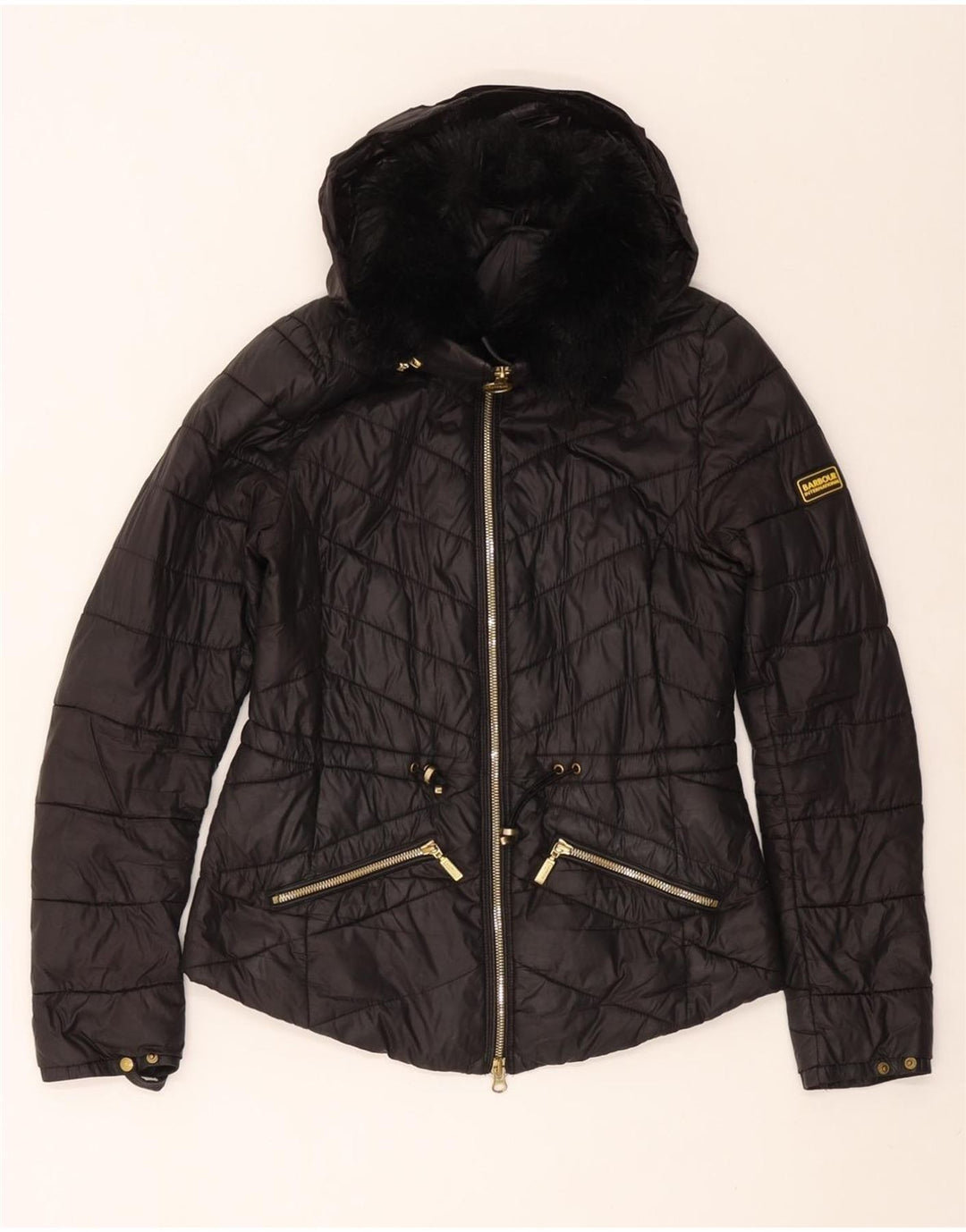 BARBOUR Veste matelassée à capuche pour femme UK 8 Small Noir Polyamide