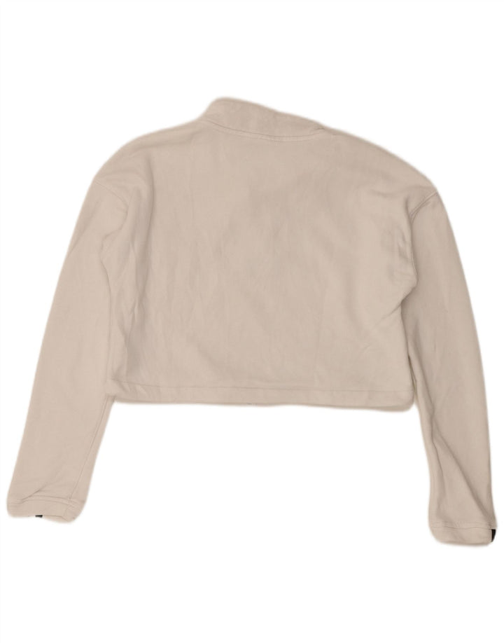 Adidas Sweat-shirt surdimensionné à col zippé pour femme UK 8 Petit Blanc
