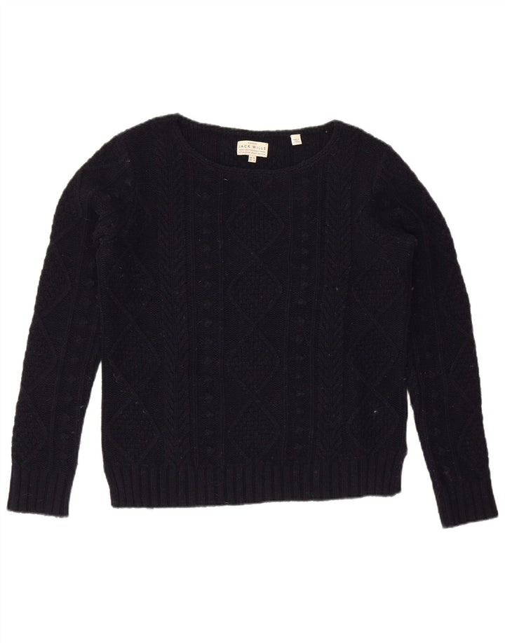 JACK WILLS Pull surdimensionné à col bateau pour femme UK 10 Petit Bleu marine