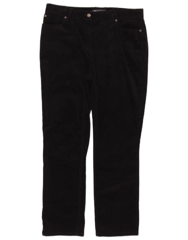 Marks & Spencer Pantalon taille haute en velours côtelé pour femme UK 14 Large W34 L28 Bla
