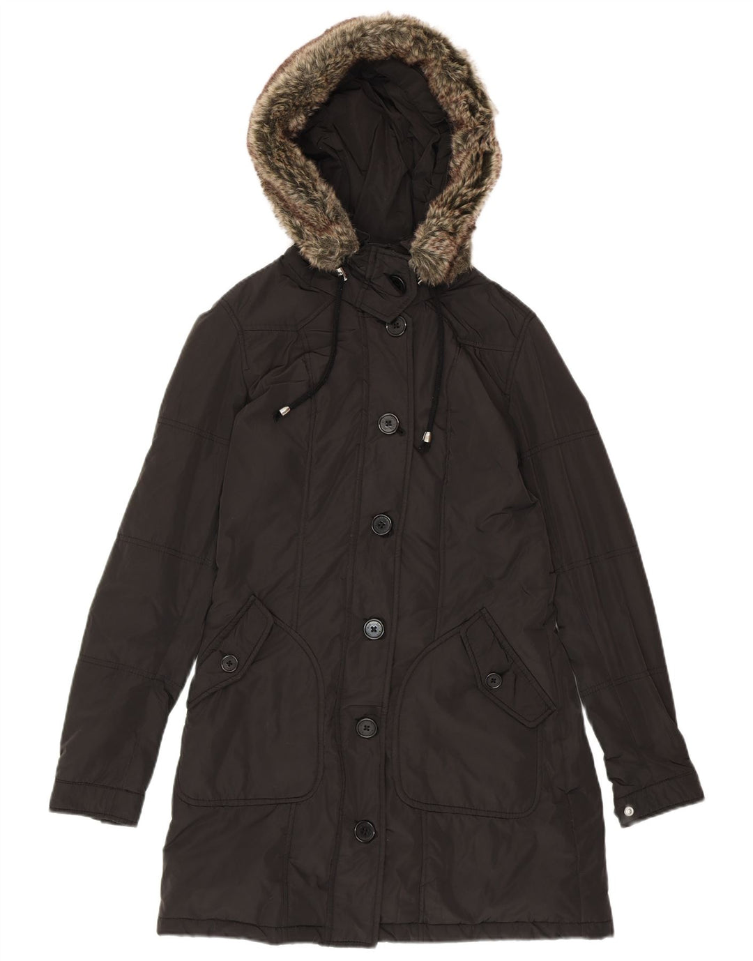 REFRIGUE Parka à capuche pour femme UK 10 Small Noir Polyester