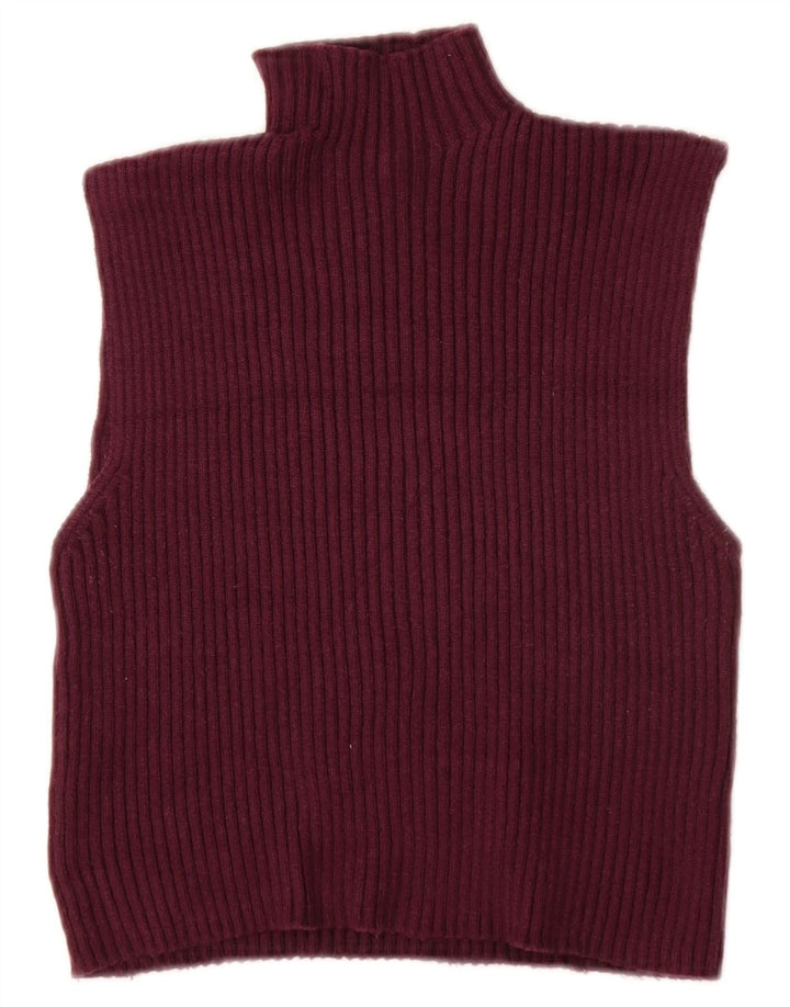 ZARA Femme Crop Vest Débardeur UK 12 Medium Bordeaux Viscose