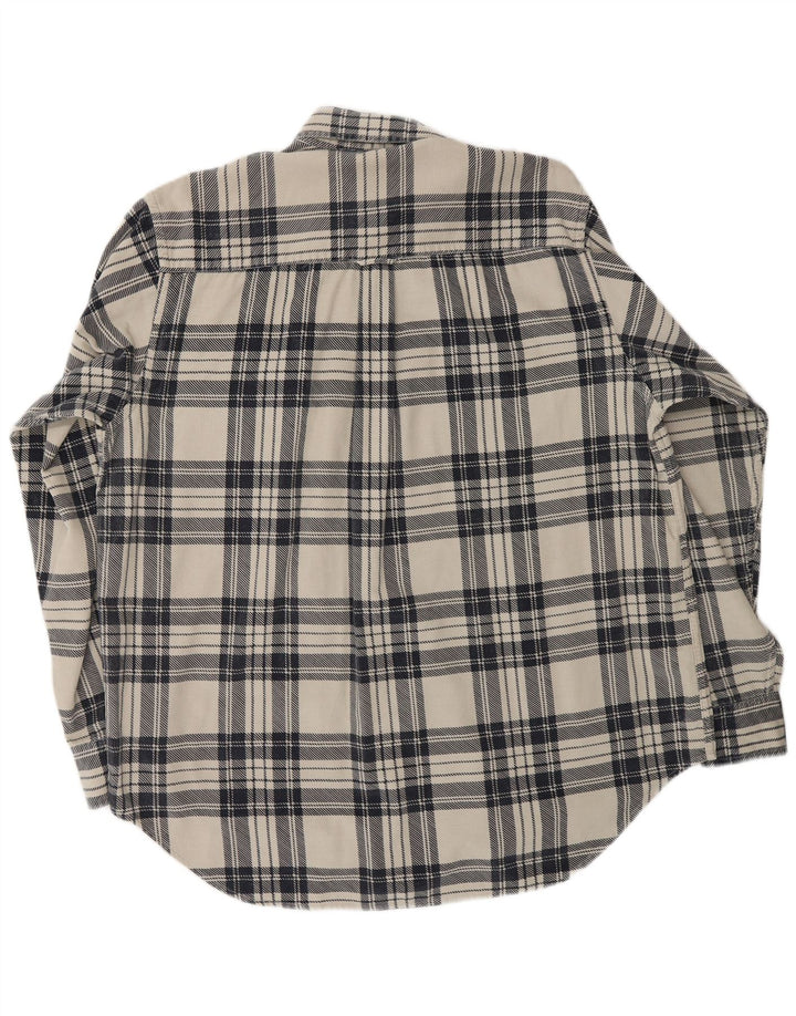Blanc Bleu Chemise en velours côtelé pour homme Grand coton à carreaux blanc cassé