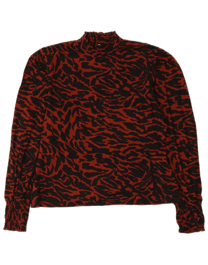 Oasis Chemisier à Manches Longues pour Femme UK 44 Grand Rouge Imprimé Animal Polyester