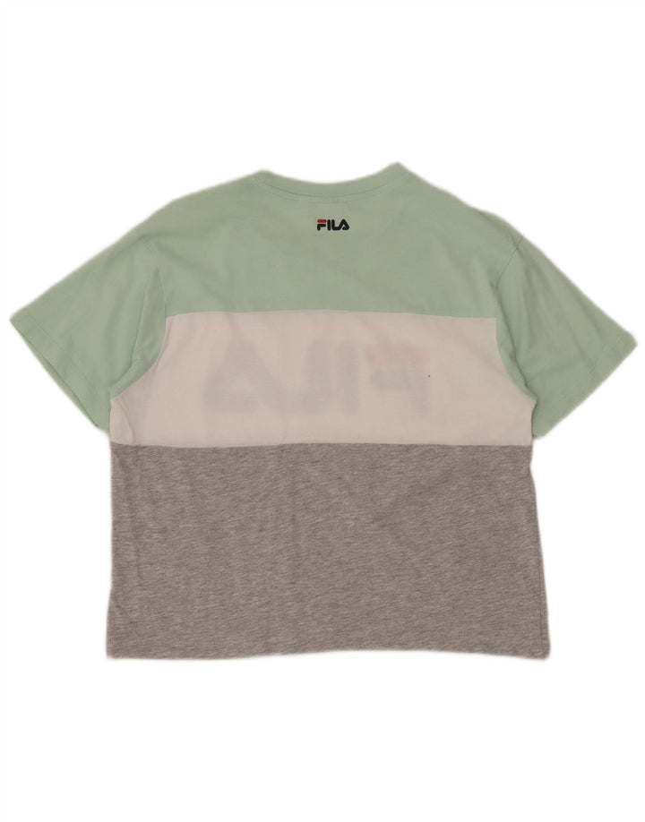 FILA T-shirt graphique pour femme UK 10 Small Vert Colourblock