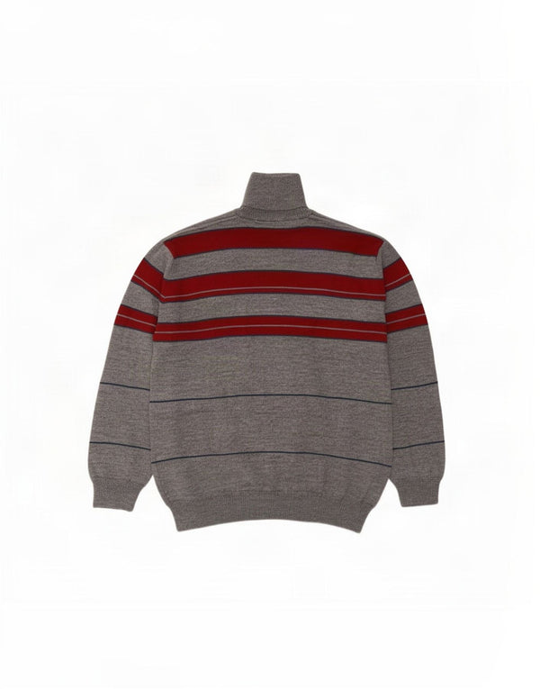 Sporting Mare Pull à col zippé pour homme 5XL Gris Colorblock Laine mérinos