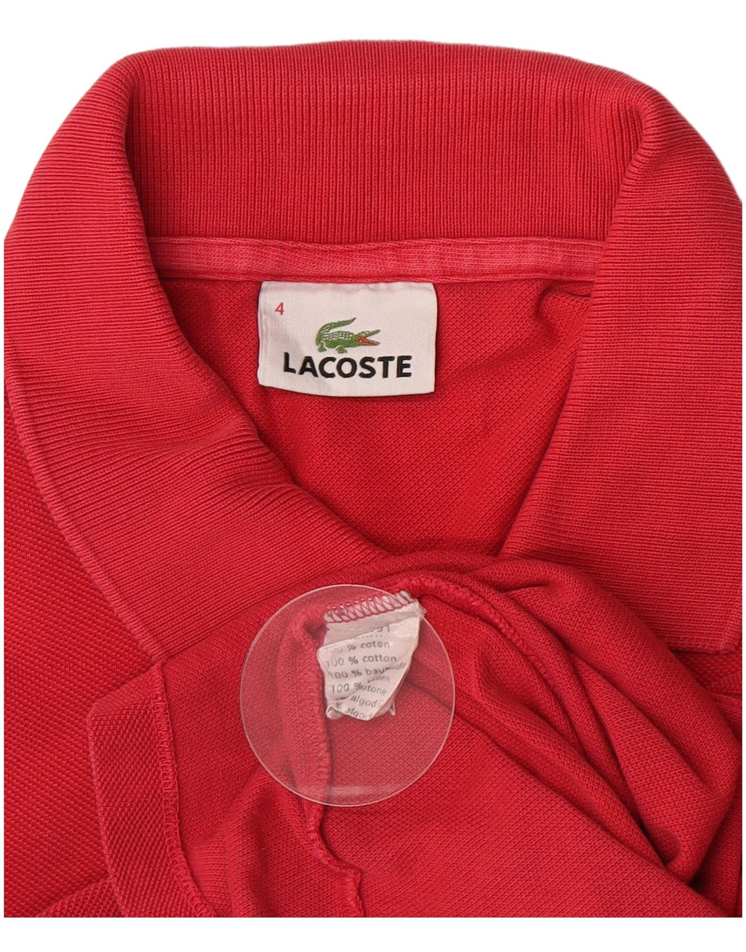 Lacoste Polo à manches longues pour homme Taille 4 Coton rouge moyen