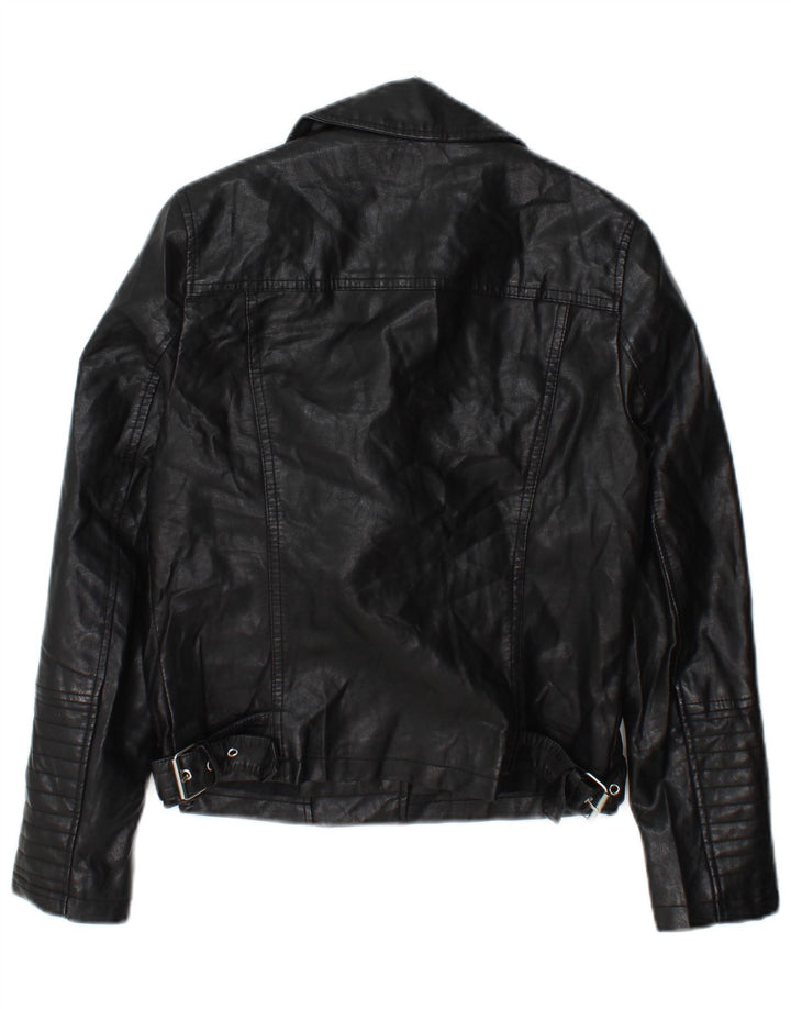 Topshop Veste de motard pour femme UK 8 Small Noir Polyester