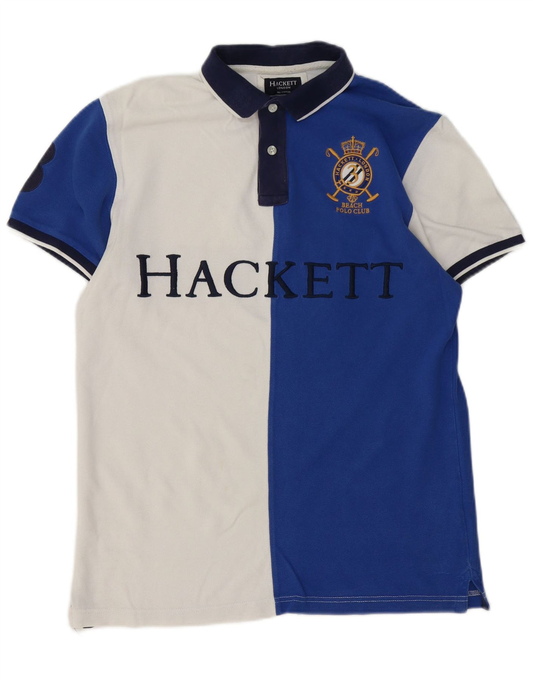 Hackett Polo de Rugby Graphique Coupe Ajustée Homme Blanc Moyen Colorblock