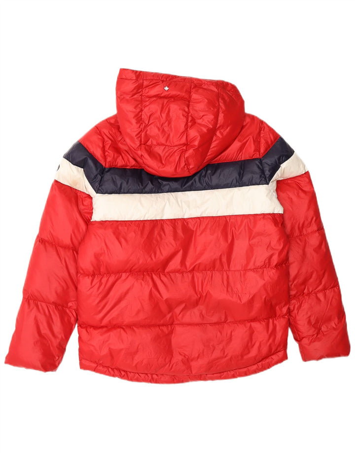 CANADIENS Veste matelassée à capuche pour femme UK 14 Rouge moyen Colourblock