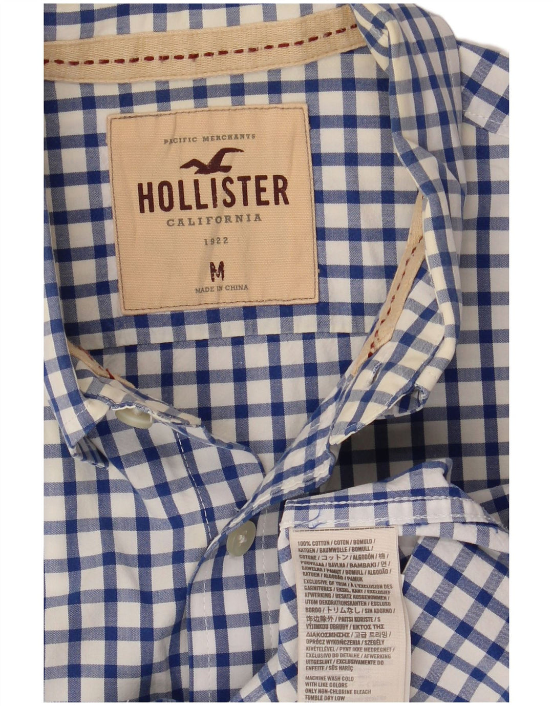 HOLLISTER Chemise Homme Bleu Moyen Vichy Coton