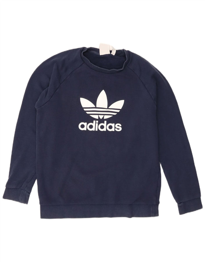 Adidas Sweat-shirt graphique pour homme en coton bleu marine moyen