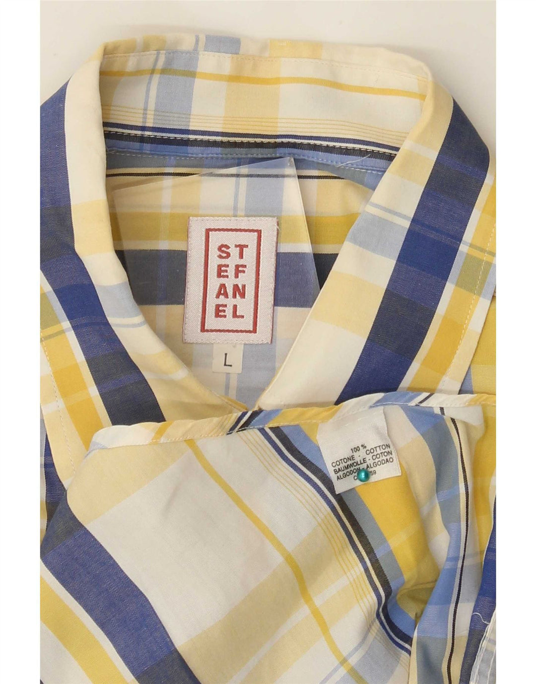 Stefanel Chemise Homme Grand Carreau Jaune Coton
