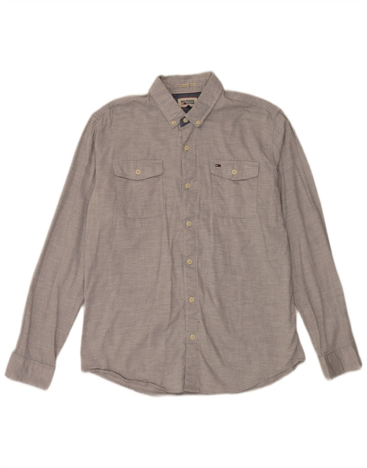 Tommy Hilfiger Chemise Homme Large Gris Chevrons Coton