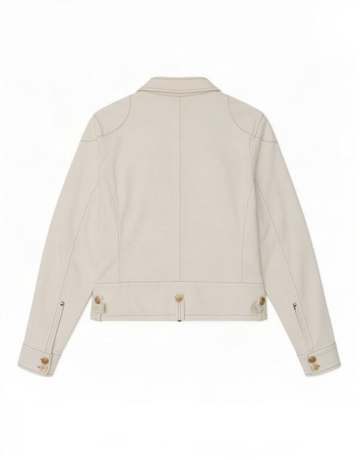 Escada Veste de motard en jean pour femme EU 38 Coton blanc moyen