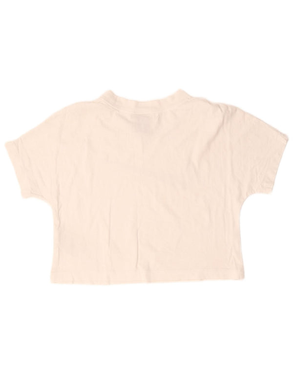 Nike Womens Crop Graphic T-Shirt Top UK 10 Petit Coton Blanc