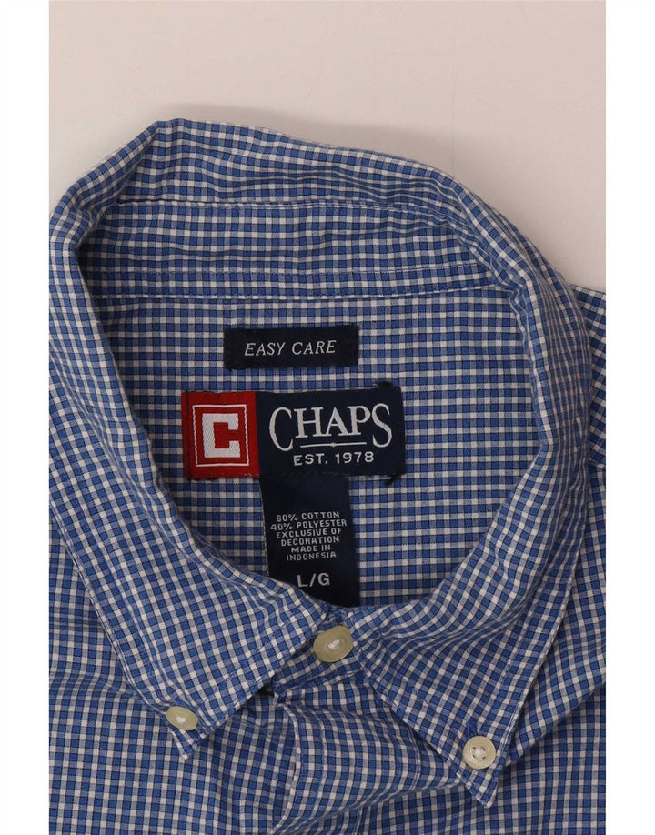 Chaps Chemise à manches courtes pour homme en coton à carreaux bleus