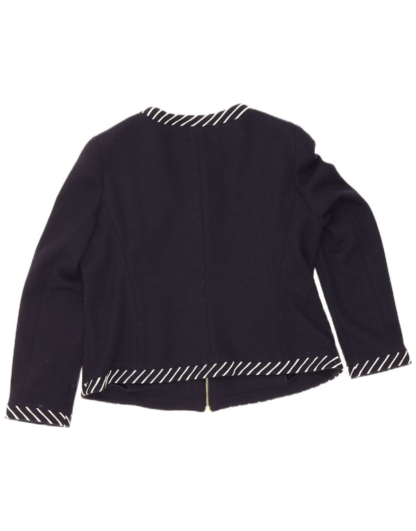 Luisa Spagnoli Veste blazer zippée pour femme UK 16 Large Bleu marine rayé