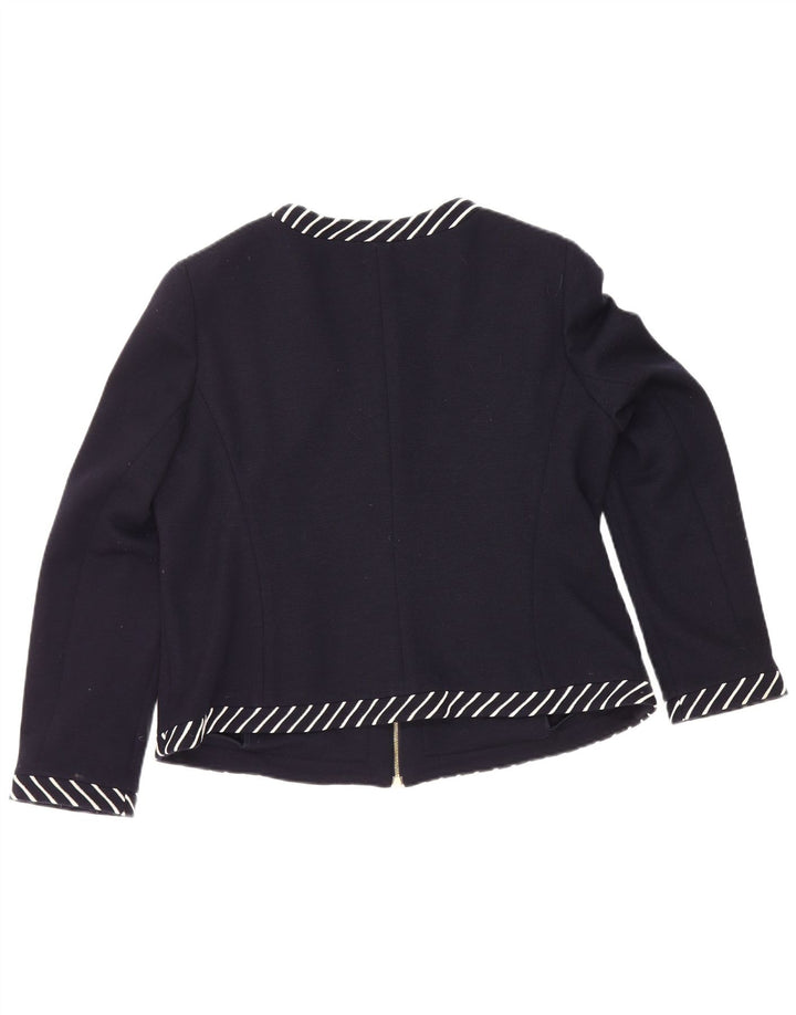 Luisa Spagnoli Veste blazer zippée pour femme UK 16 Large Bleu marine rayé