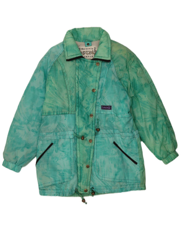 veste rembourrée surdimensionnée femme vintage IT 42 Medium Green Tie Dye Polyamide