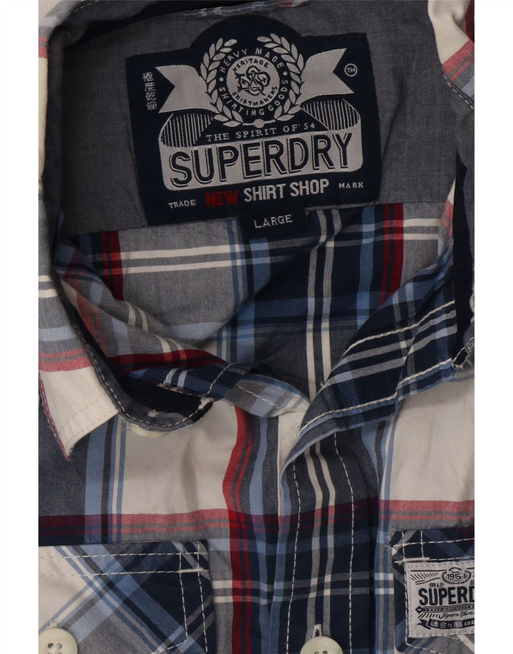 SUPERDRY Chemise Homme Grand Carreau Bleu Marine