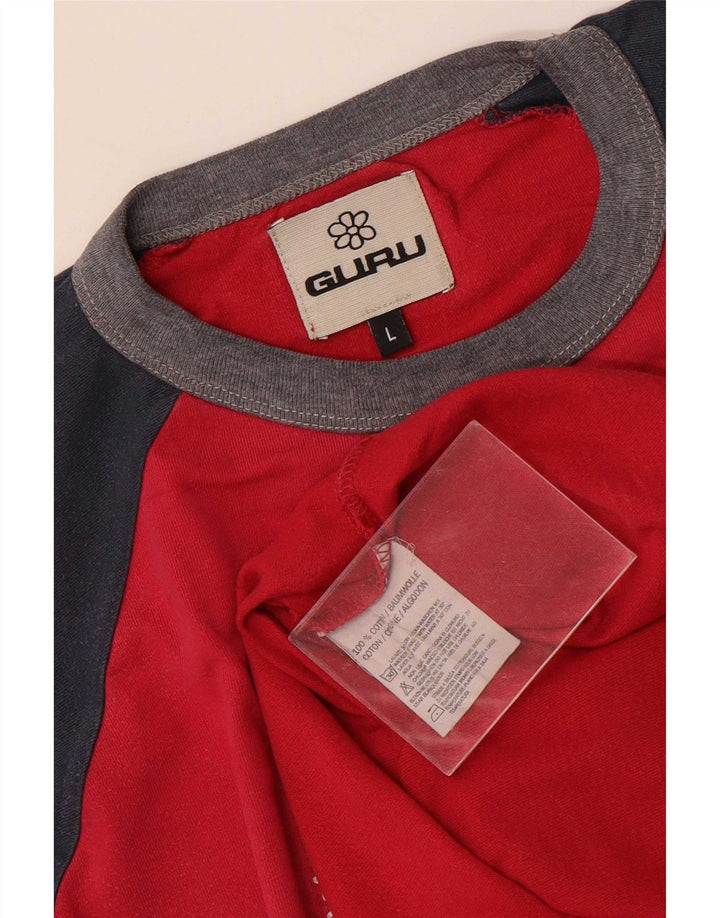 Guru Haut graphique à manches longues pour hommes, grand color block rose